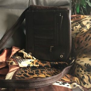 Brown leather crossbody bag